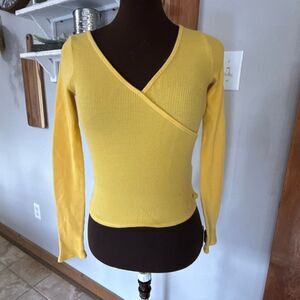 Hollister waffle knit thermal Y2K womens shirt size medium faux wrap babydoll lo